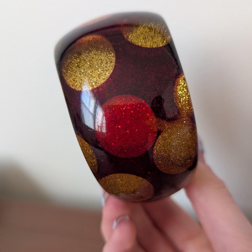 Elegant Red and Gold Polka Dot Bangle